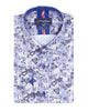 Blue Floral Paisley Print Shirt with Matching Handkerchief-Makrom