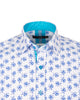 Blue Floral Print Men's Shirt-Makrom