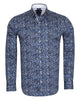 Blue Floral Print Pure Cotton Shirt-Makrom