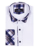 Blue Gingham Print Collar Men's Shirt-Makrom