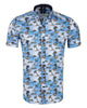 Blue Island Print Short Sleeve Shirt-Makrom