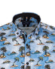 Blue Island Print Short Sleeve Shirt-Makrom