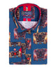 Blue Mammoth Print Shirt with Matching Handkerchief-Makrom