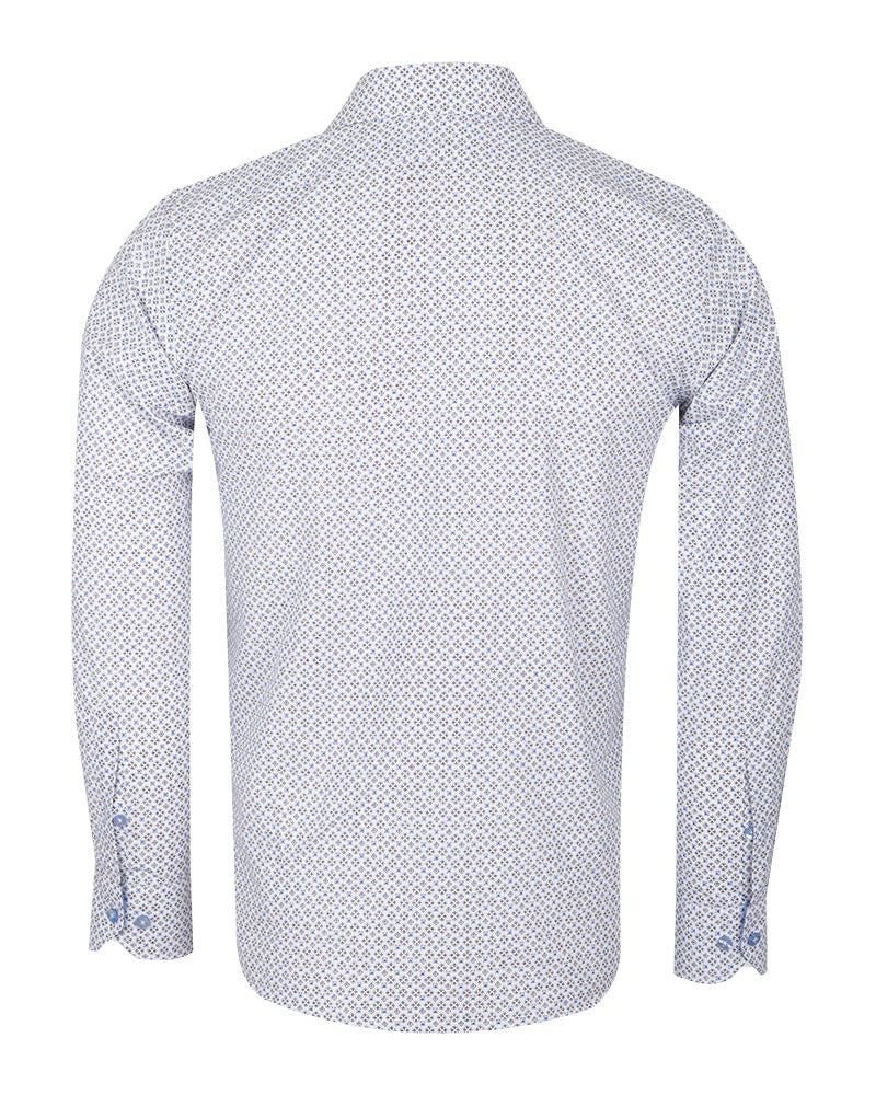 Blue Mosaic Print Men's Shirt-Makrom