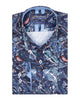 Blue Paisley Crust Print Shirt with Matching Handkerchief-Makrom