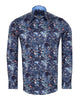 Blue Paisley Crust Print Shirt with Matching Handkerchief-Makrom