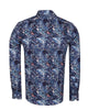 Blue Paisley Crust Print Shirt with Matching Handkerchief-Makrom