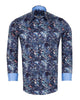 Blue Paisley Crust Print Shirt with Matching Handkerchief-Makrom