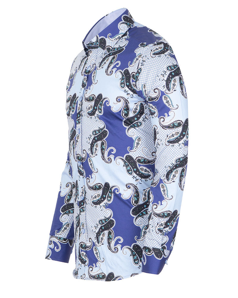 Blue Paisley Print with Matching Handkerchief-Makrom
