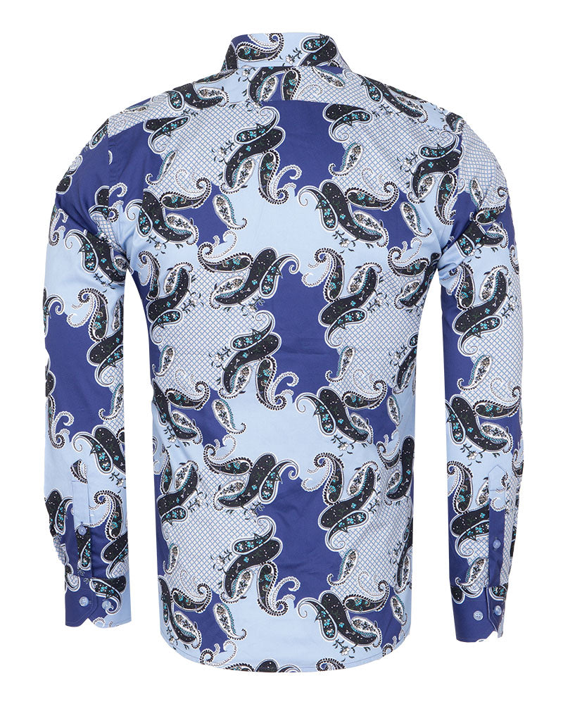 Blue Paisley Print with Matching Handkerchief-Makrom