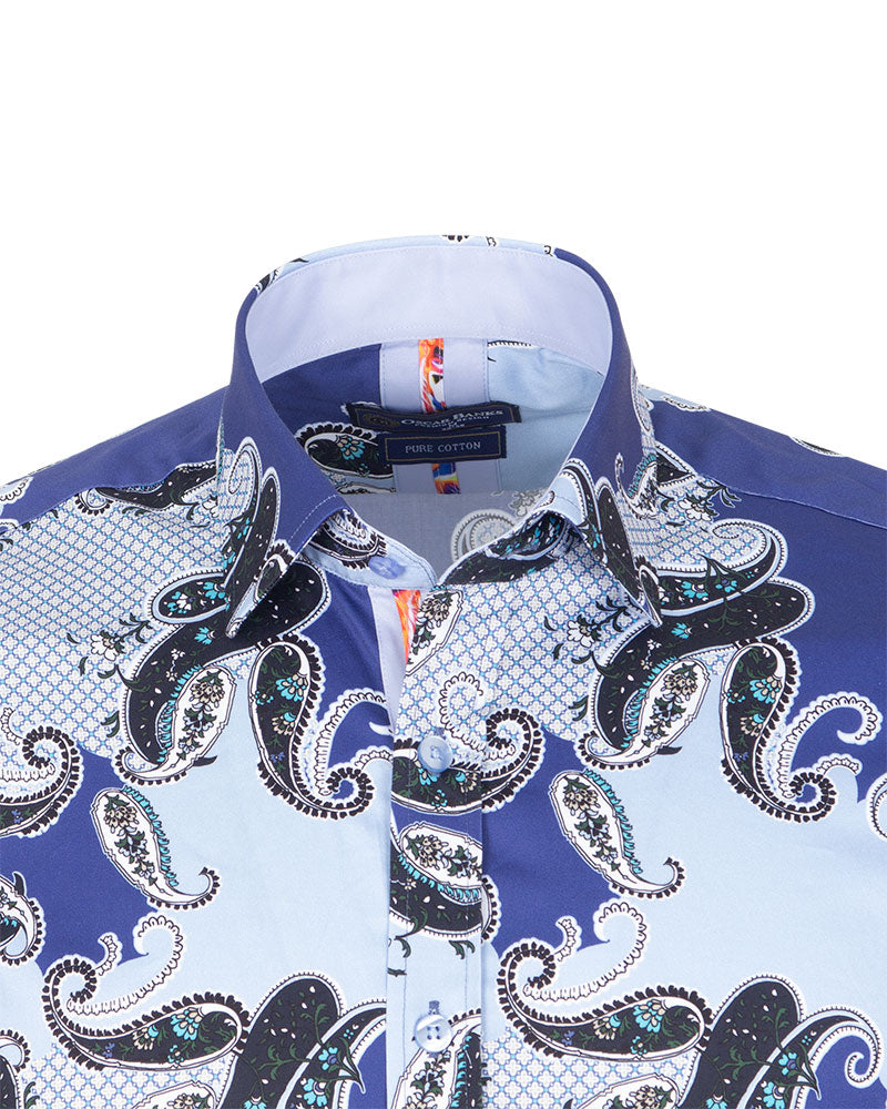 Blue Paisley Print with Matching Handkerchief-Makrom