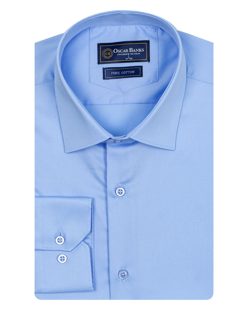 Blue Plain Pure Cotton Men's Shirt-Makrom