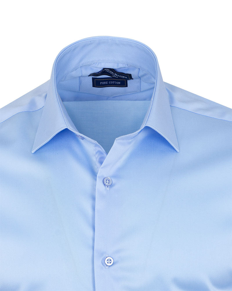 Blue Plain Pure Cotton Men's Shirt-Makrom