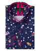 Blue Polka Dot Butterfly Print Shirt-Makrom