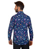Blue Polka Dot Butterfly Print Shirt-Makrom