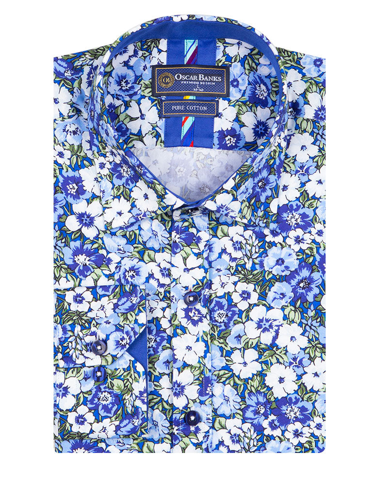 Blue Poppy Print with Matching Handkerchief-Makrom