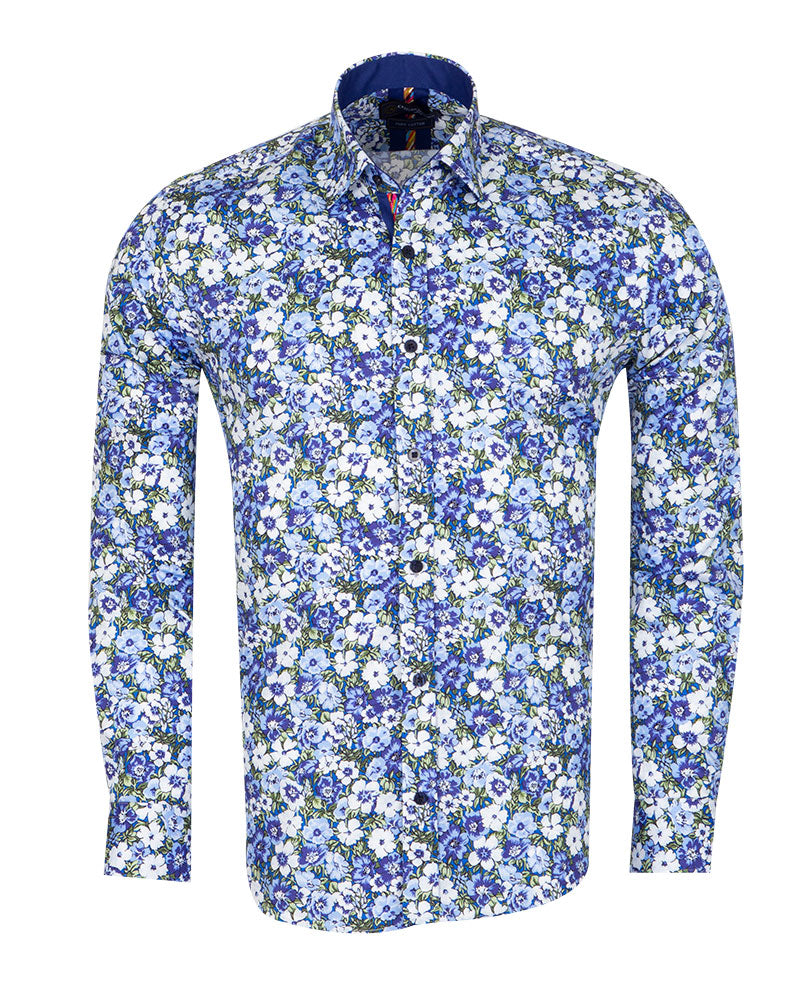 Blue Poppy Print with Matching Handkerchief-Makrom