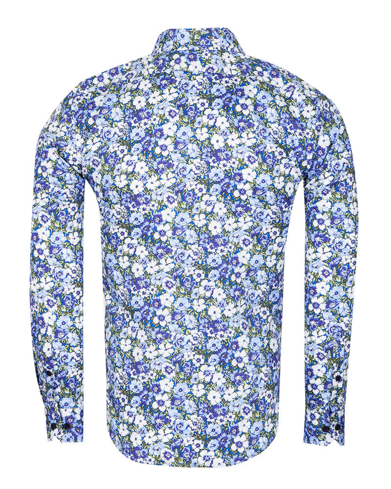 Blue Poppy Print with Matching Handkerchief-Makrom