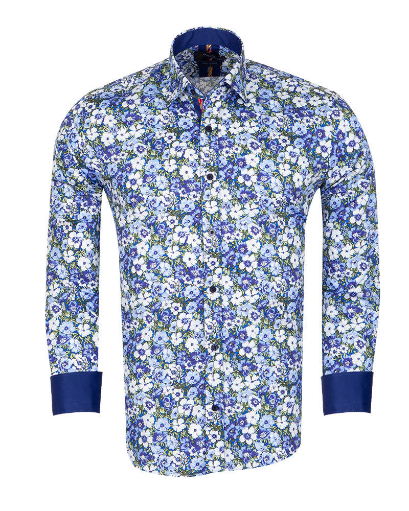 Blue Poppy Print with Matching Handkerchief-Makrom