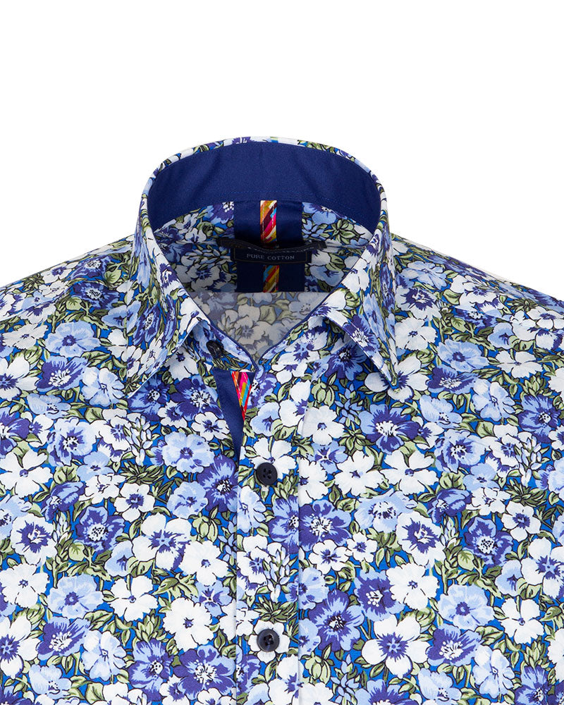 Blue Poppy Print with Matching Handkerchief-Makrom