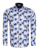 Blue Pure Cotton Honey Bee Print Men's Shirt-Makrom