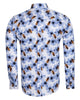 Blue Pure Cotton Honey Bee Print Men's Shirt-Makrom