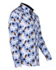 Blue Pure Cotton Honey Bee Print Men's Shirt-Makrom