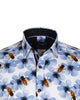 Blue Pure Cotton Honey Bee Print Men's Shirt-Makrom
