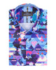 Blue Retro Geometric Triangle Print Shirt-Makrom