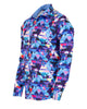 Blue Retro Geometric Triangle Print Shirt-Makrom