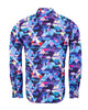 Blue Retro Geometric Triangle Print Shirt-Makrom