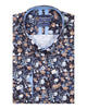 Blue Rose Print Men's Shirt with Matching Handkerchief-Makrom