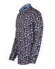 Blue Rose Print Men's Shirt with Matching Handkerchief-Makrom