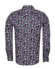 Blue Rose Print Men's Shirt with Matching Handkerchief-Makrom