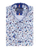 Blue Small Floral Print Shirt with Matching Handkerchief-Makrom
