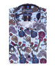 Blue Stripe Guitar and Skull Print Short Sleeve Shirt-Makrom
