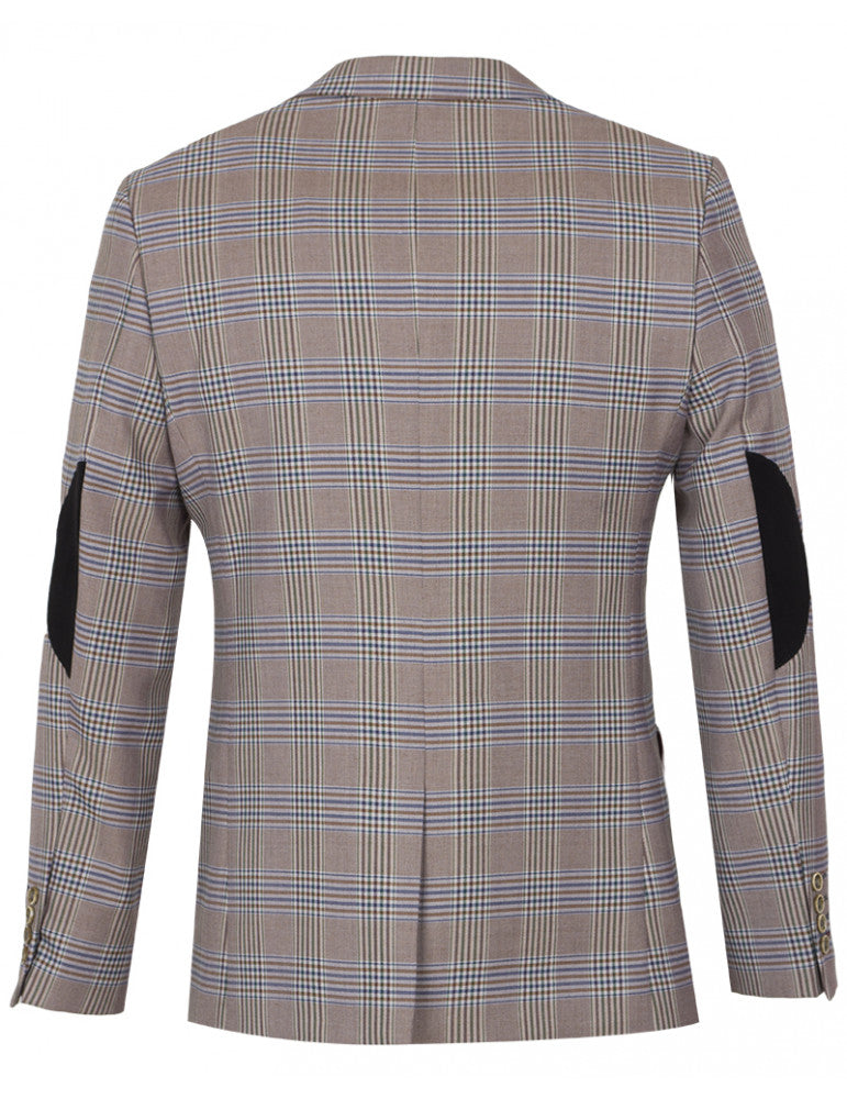 Brown Glen Check Blazer & Waistcoat-Makrom