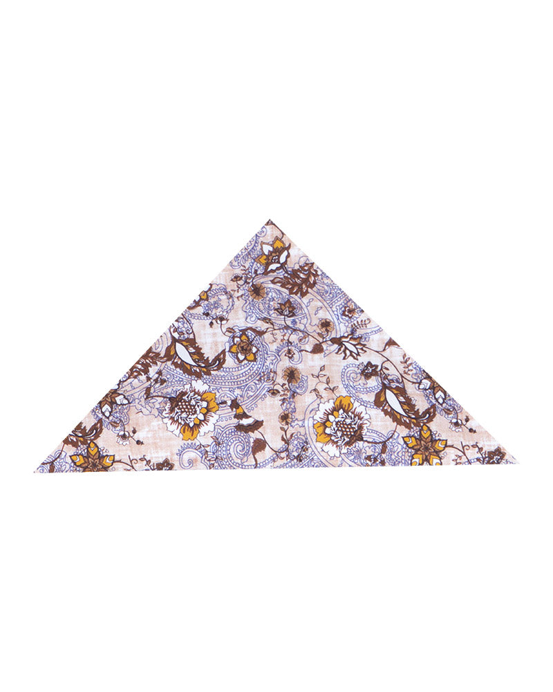 Brown Paisley Print Shirt with Matching Handkerchief-Makrom