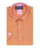 Brown Plain Linen Short Sleeve Shirt-Makrom