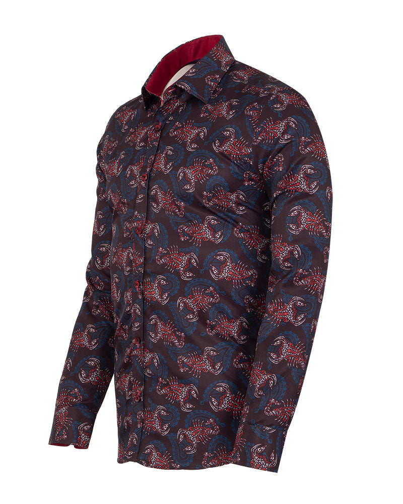Brown Scorpion Print Shirt-Makrom