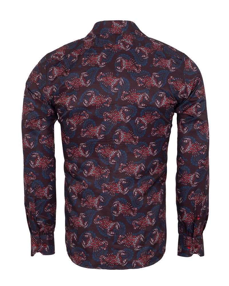 Brown Scorpion Print Shirt-Makrom