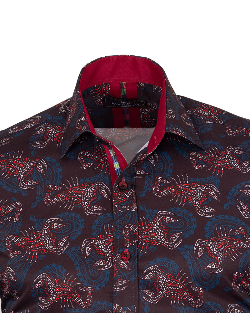 Brown Scorpion Print Shirt-Makrom