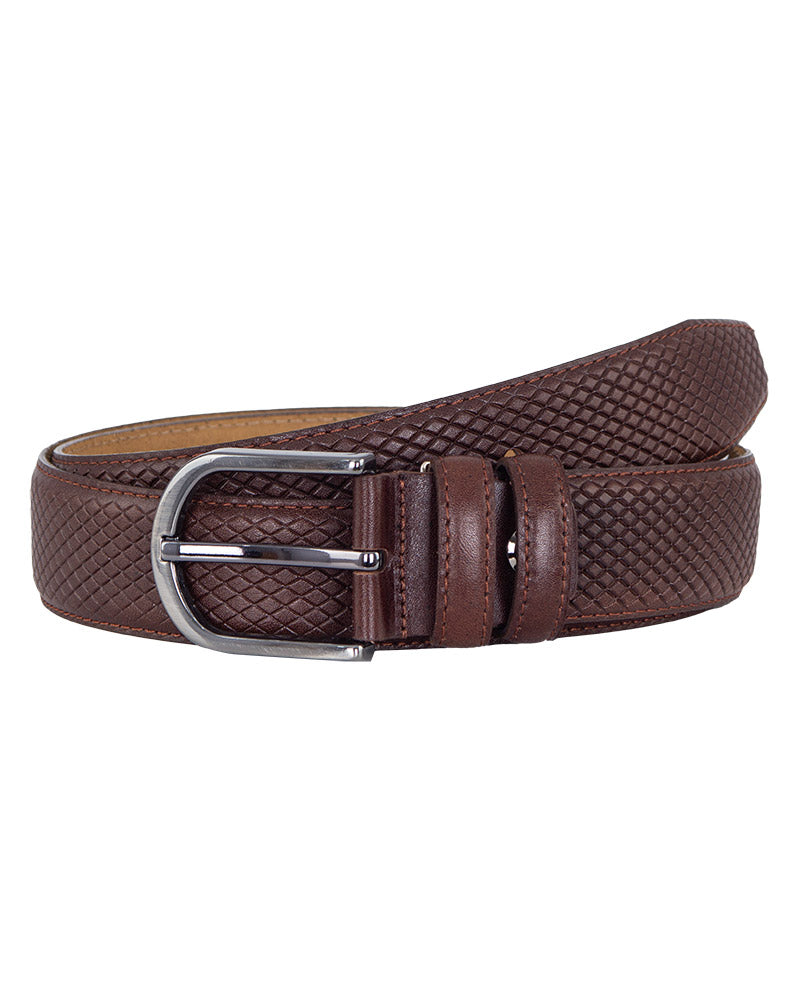 Brown Small Dotted Leather Belt-Makrom