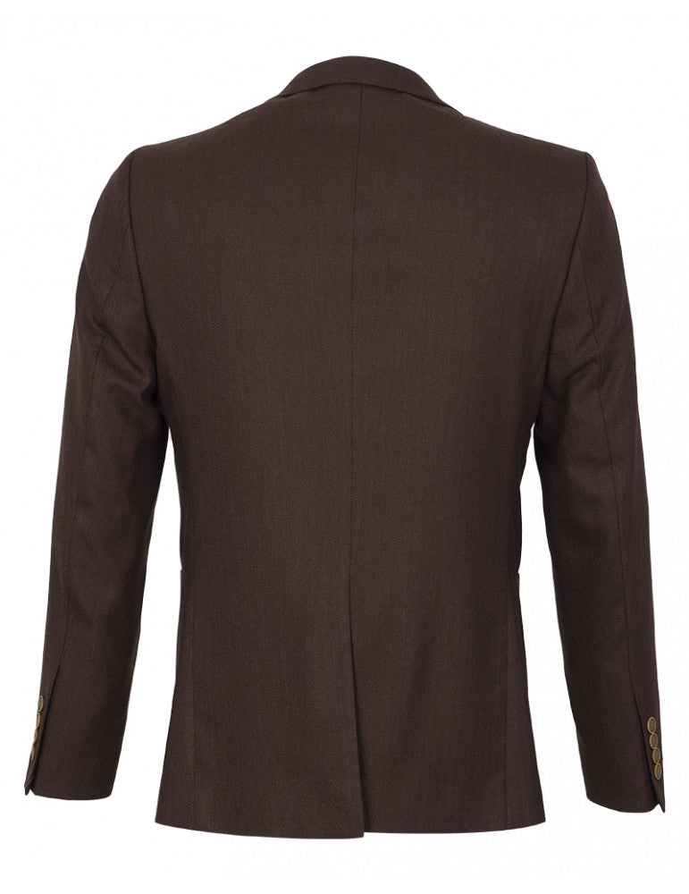 Brown Twill Design Blazer-Makrom