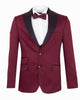 Burgundy Contrasting Lapel Blazer & Waistcoat-Makrom