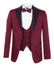 Burgundy Contrasting Lapel Blazer & Waistcoat-Makrom