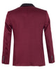 Burgundy Contrasting Lapel Blazer & Waistcoat-Makrom