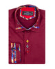 Burgundy Fashion Shirt with Colourful Collar Tip Design-Makrom