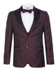 Burgundy Paisley Contrasting Lapel Blazer & Waistcoat-Makrom