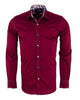 Burgundy Plain Colourful Stitching & Button Pure Cotton Shirt-Makrom
